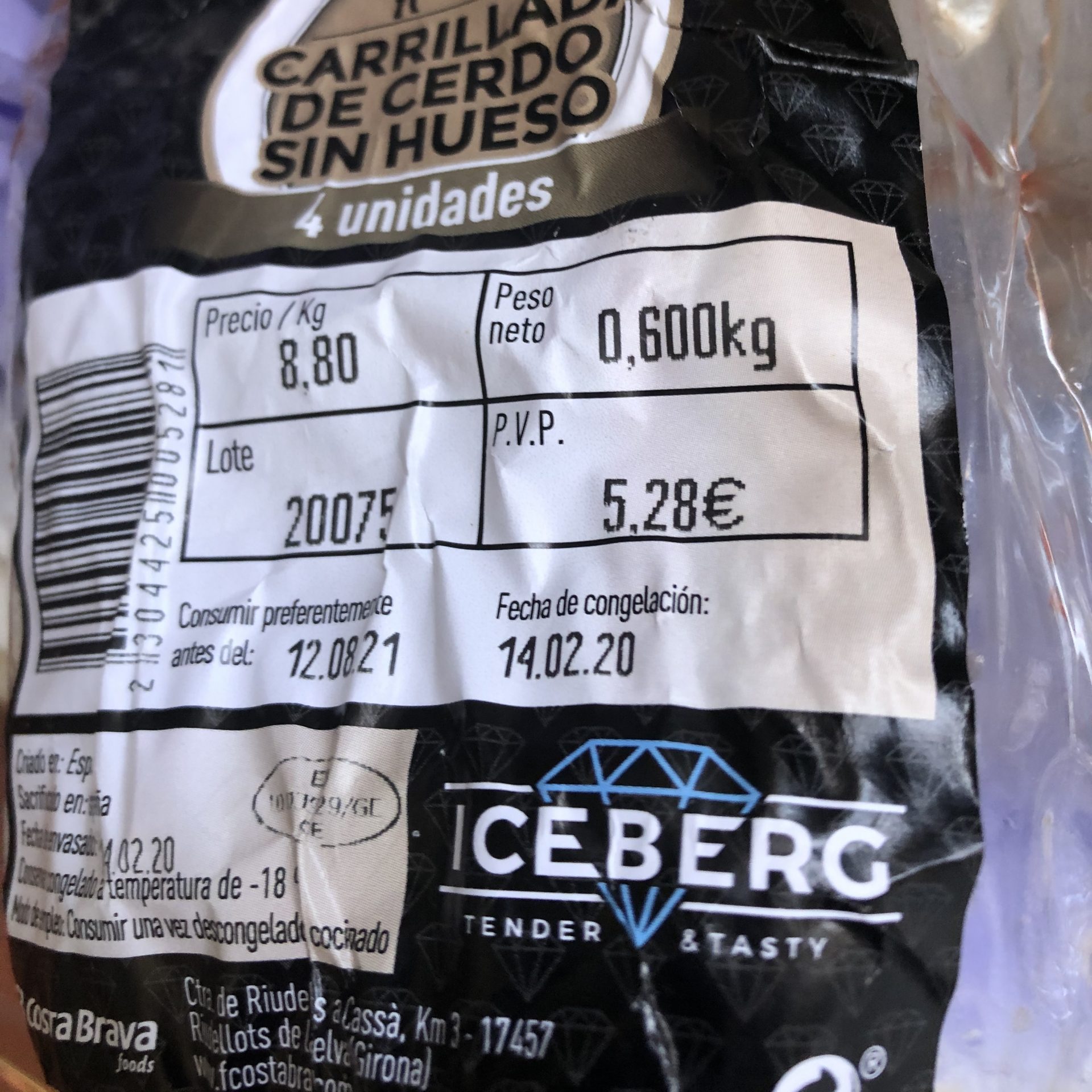 paquete de carne de carrilleras de cerdo Carrilleras de cerdo o vaca (o rabo de toro) en salsa que te mueres